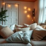 Cama bem arrumada com travesseiros macios e confortáveis.