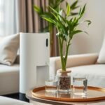 Bebedouro elegante em um ambiente aconchegante de sala de estar.