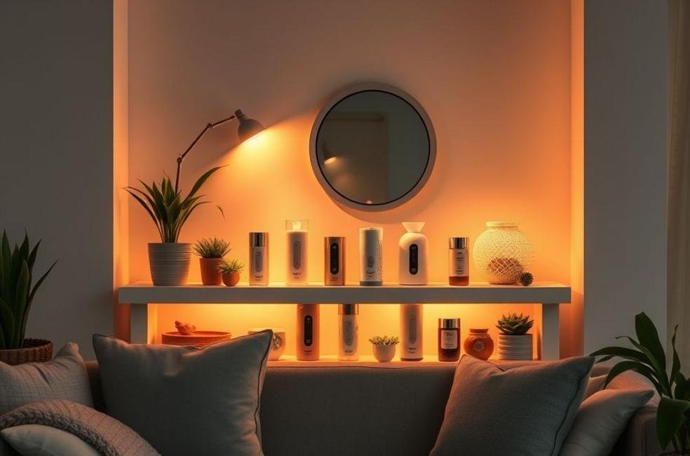 Casa aconchegante com diversos aromatizadores de ambiente.