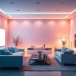 Iluminação inteligente em um ambiente moderno.