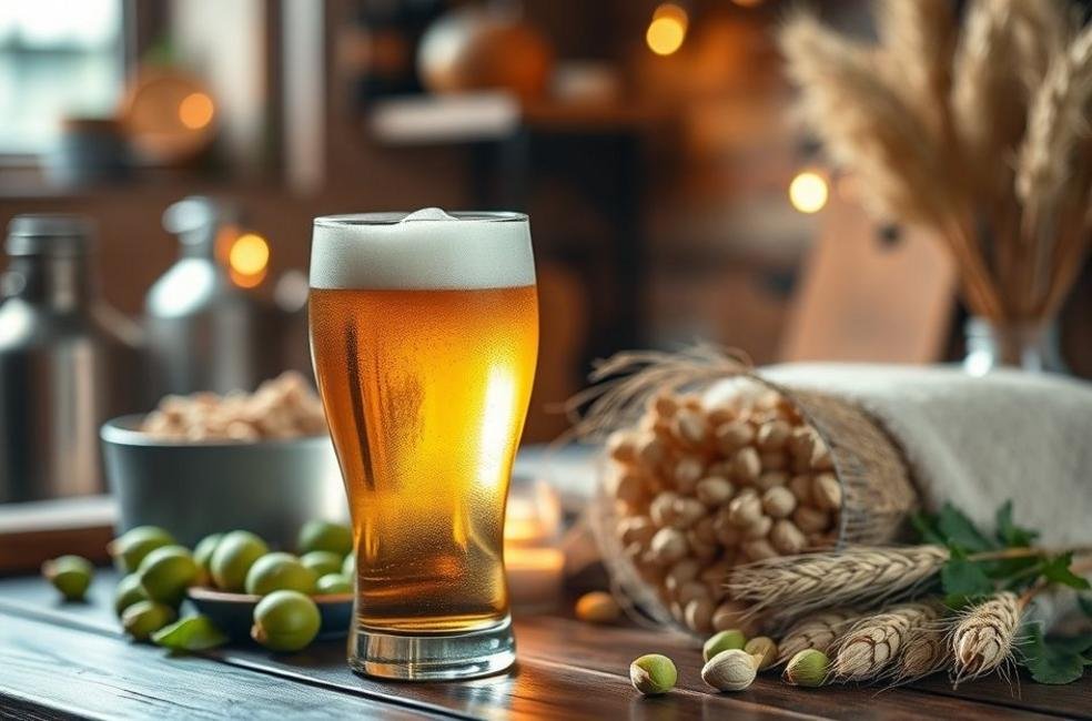 Copo de cerveja isolado em um cenário convidativo.