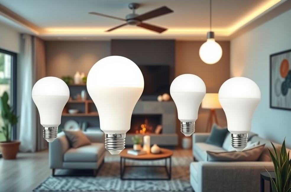 Espaço de vida com lâmpadas smart.