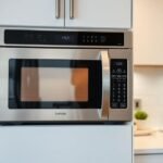 Forno micro-ondas moderno em uma cozinha bem projetada.