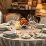 Mesa de jantar elegantemente decorada com faqueiro Tramontina.