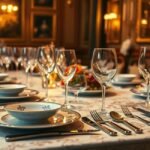 Mesa de jantar com faqueiro Tramontina e decoração sofisticada.