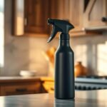 Cozinha com pulverizador de azeite em destaque.