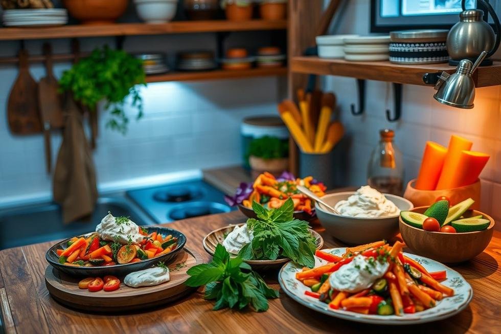Uma estação de café caseira com cafeteira elétrica e ambiente acolhedor.