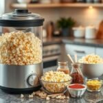 Imagem de destaque sobre pipoqueiras com utensílios de cozinha.