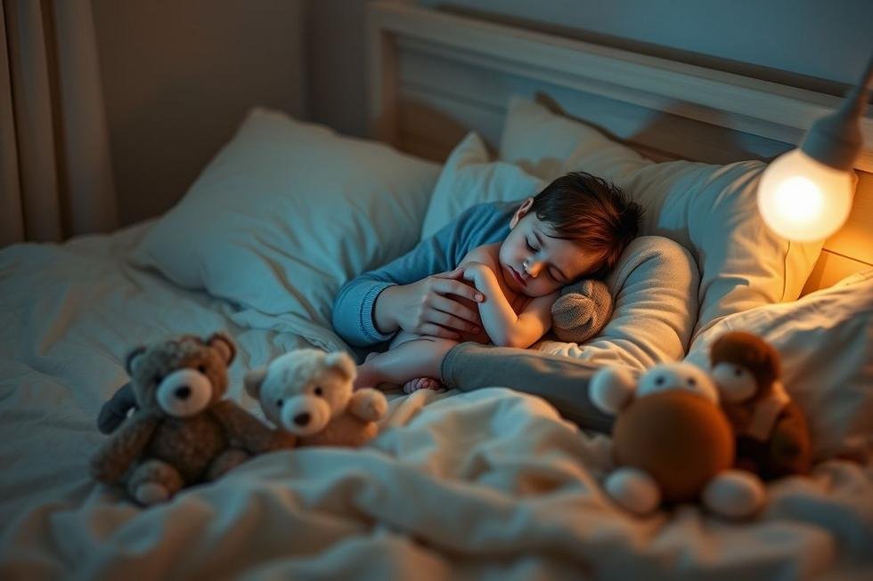 Pai e bebê brincando alegres em um ambiente acolhedor.