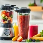 Liquidificador Oster misturando frutas e vegetais