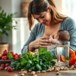 Mãe amamentando seu bebê em um ambiente sereno e acolhedor.
