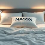 Quarto tranquilo com o travesseiro Nasa-X, refletindo conforto e relaxamento.