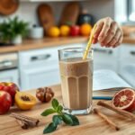 Personal blender preparando um smoothie fresco.