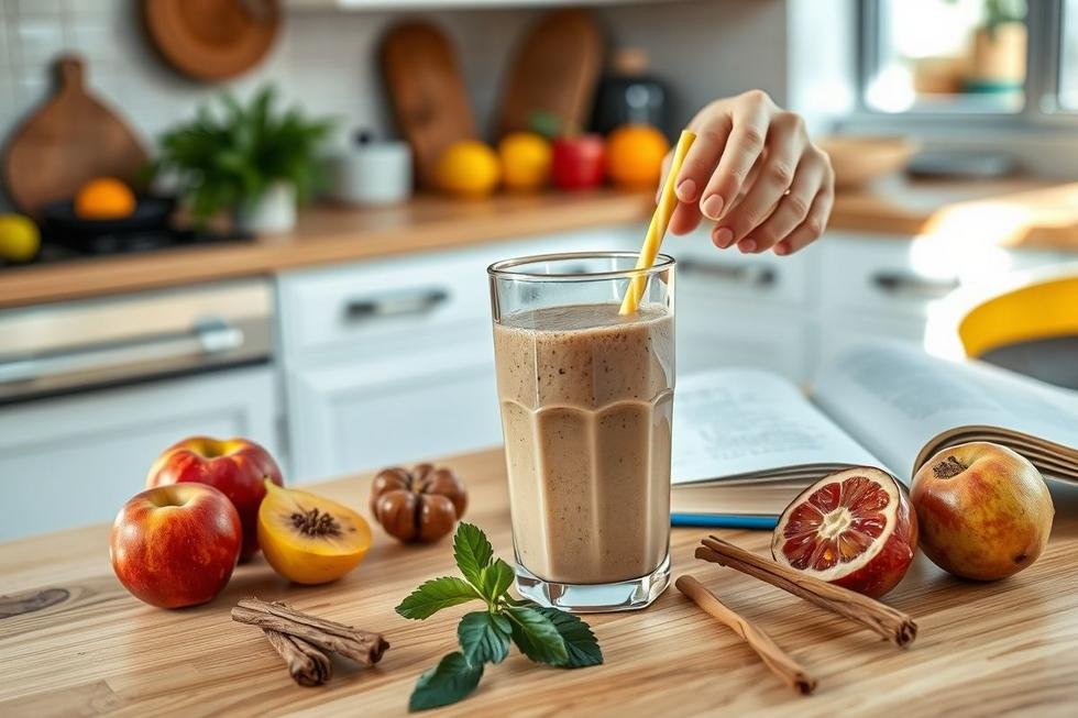 Personal blender preparando um smoothie fresco.